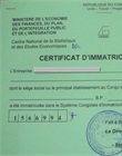 Certificat d'immatriculation SCIEN
